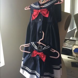 Nautical American Girl Toddler Sz (2-3T) Dress and matching doll dress